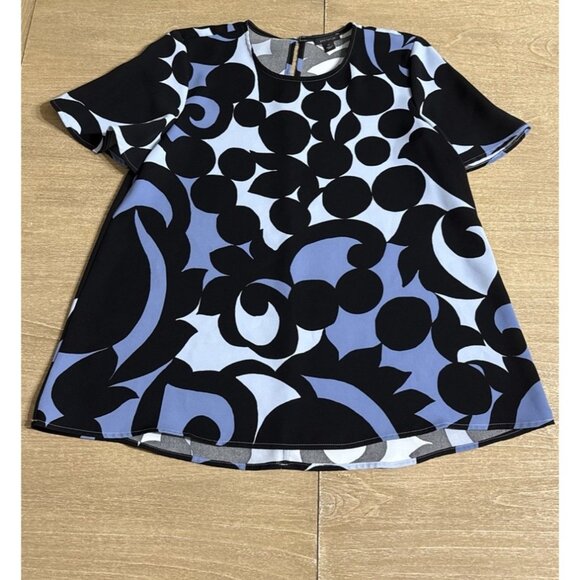 Ann Taylor Floral Print Blouse Women XS Blue Flutter Short Sleeve Keyhole Back - Picture 1 of 8